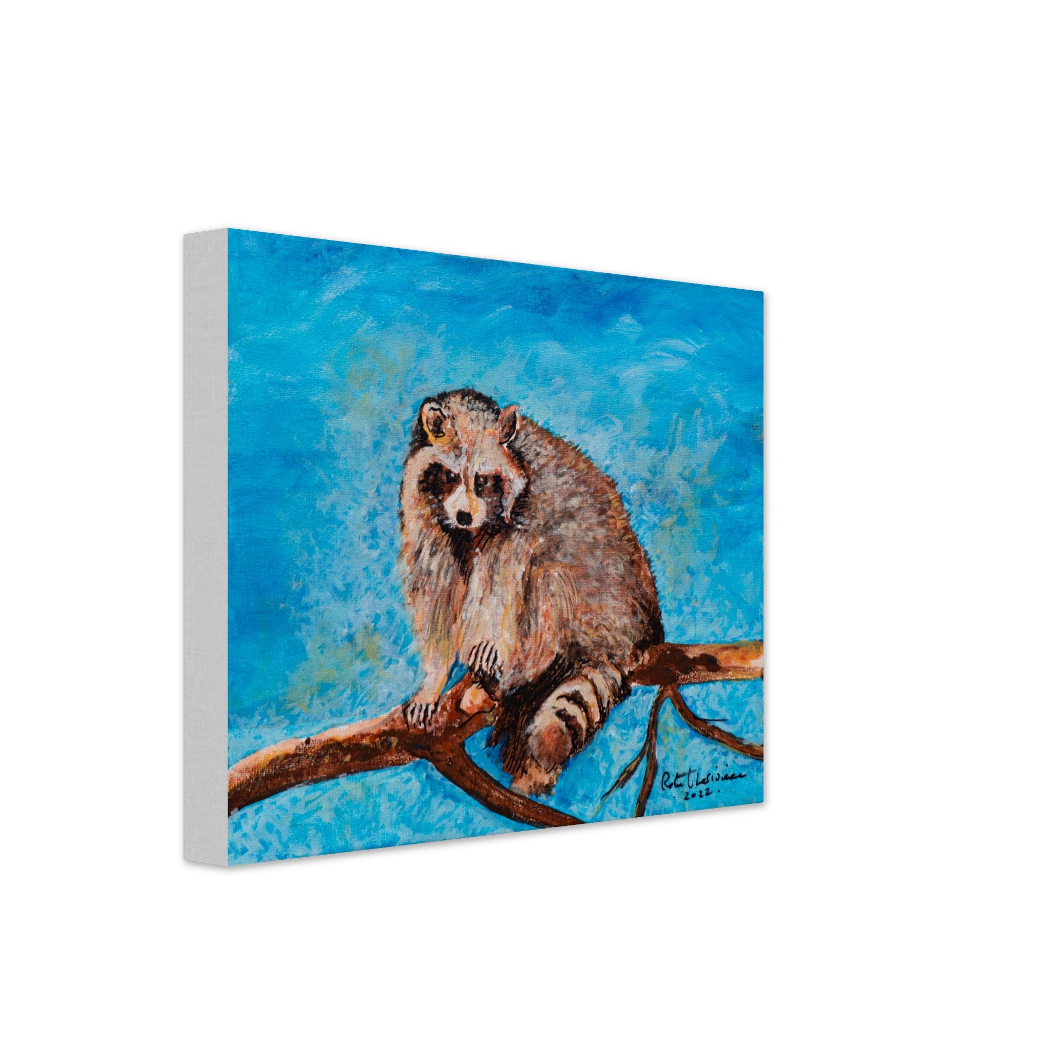 Big Raccoon Canvas Print - Whimsical Wildlife Art by Robert Lariviere