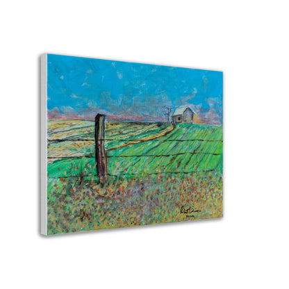 Lonely Shed & Barb Wire Fence - Canvas