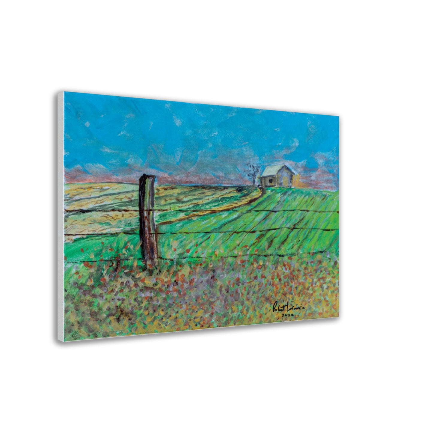 Lonely Shed & Barb Wire Fence - Canvas